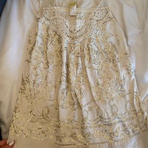 Sparkly sequin gold beige anthropology tank top